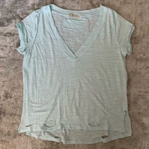 Free People distressed light blue tee